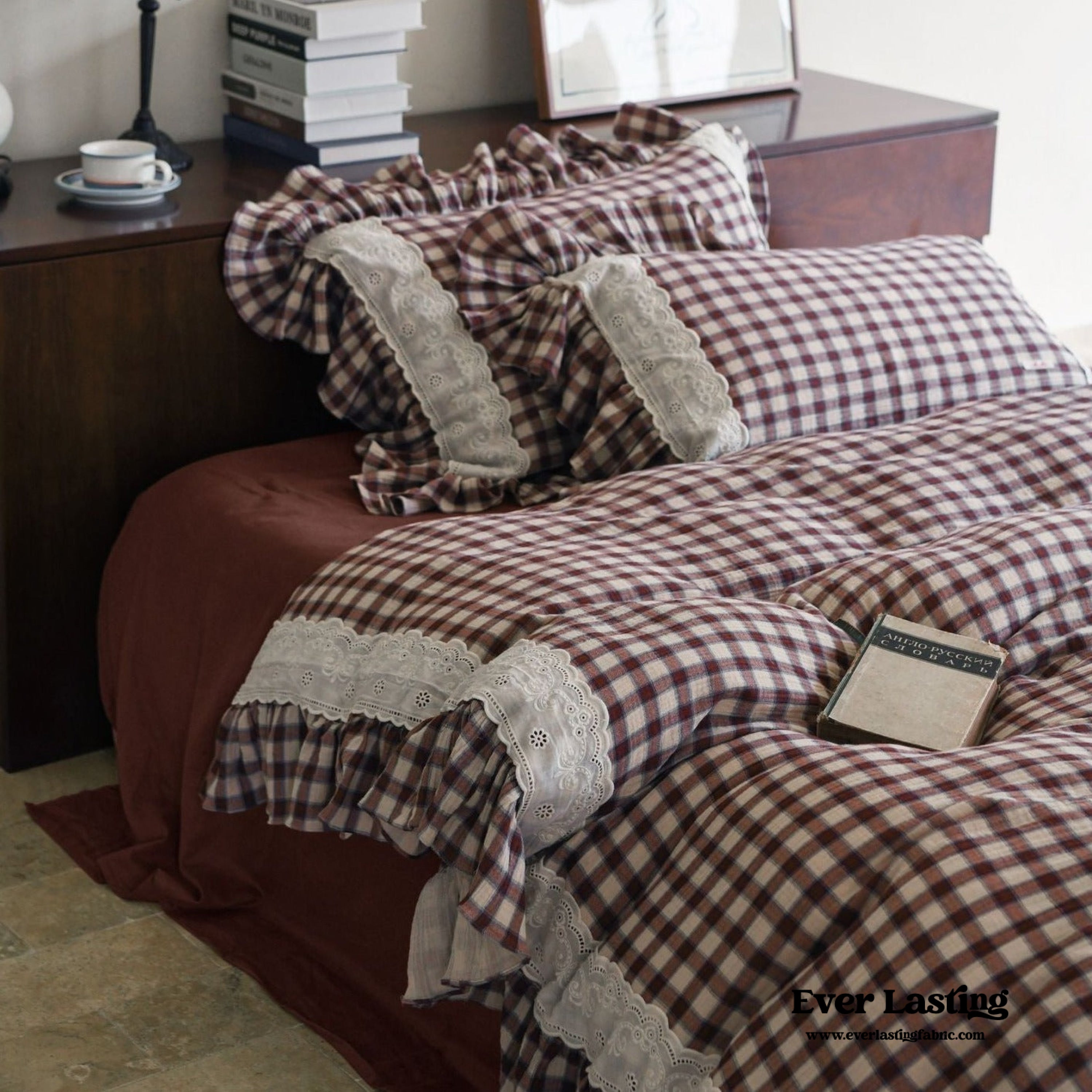 Striped Ruffle Sheets Stripe Ruffle Lace Bedding Set / Neutral Gray | Best Stylish Bedding ...