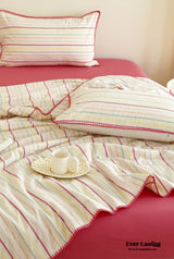 Stripe Breathable Blanket Set / Blue Blankets