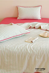 Stripe Breathable Blanket Set / Green Blankets