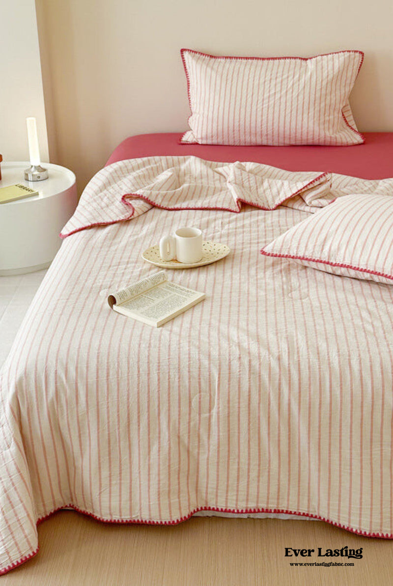 Stripe Breathable Blanket Set / Hot Pink Blankets