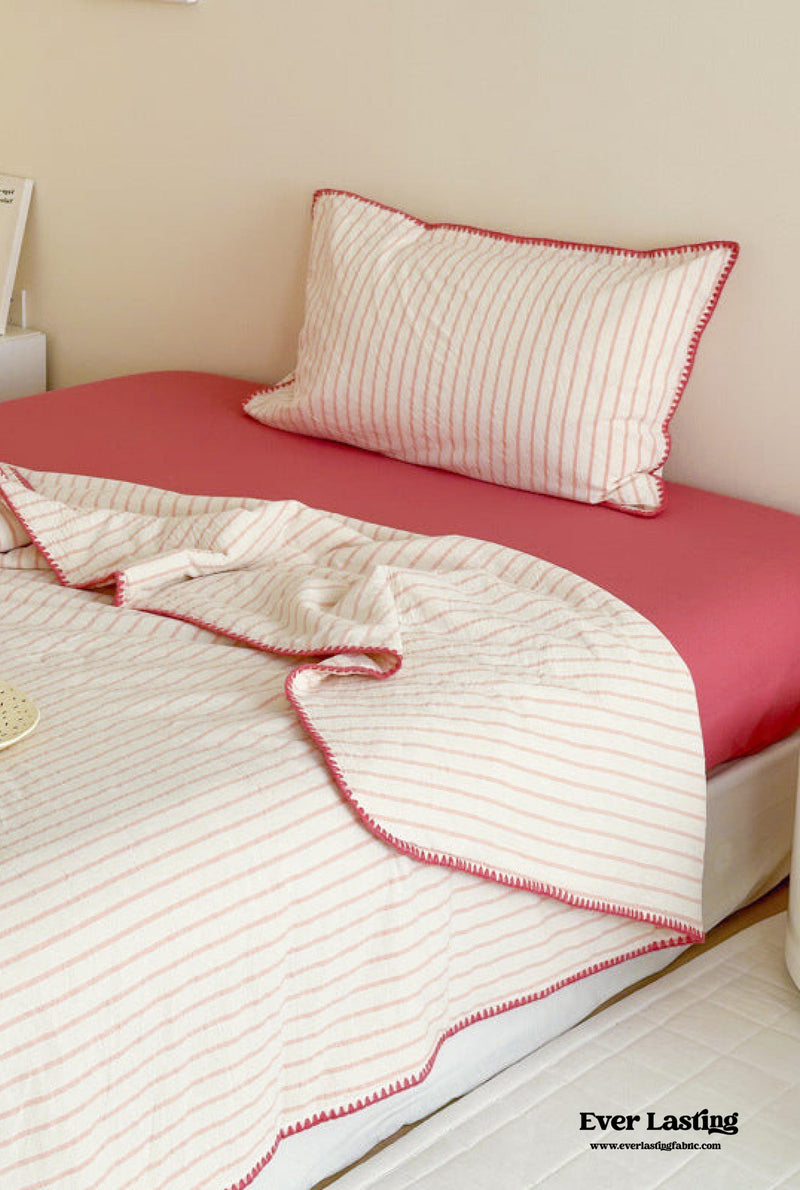 Stripe Breathable Blanket Set / Hot Pink Blankets