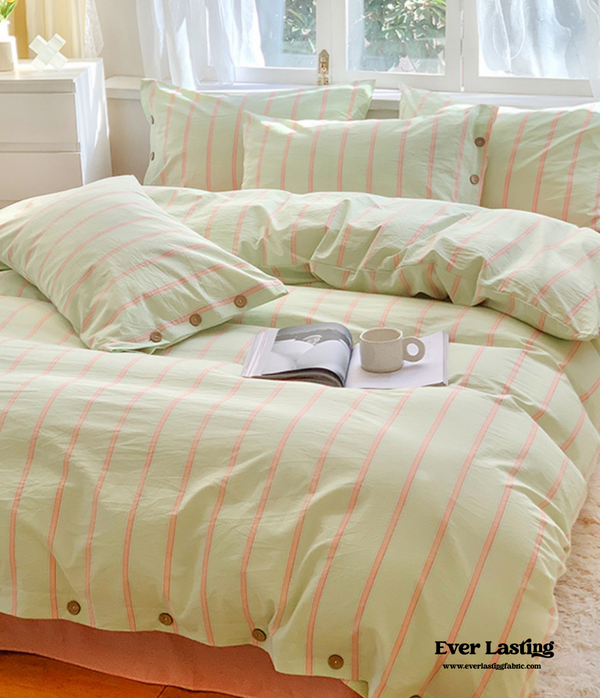 Striped Buttoned Bedding Bundle