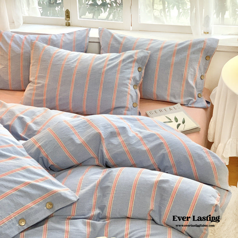 Striped Buttoned Bedding Bundle