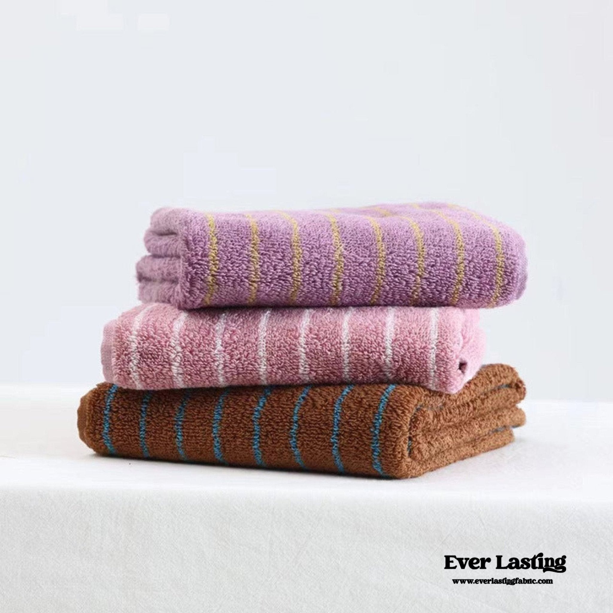 Striped Cotton Towel / Brown - Ever Lasting