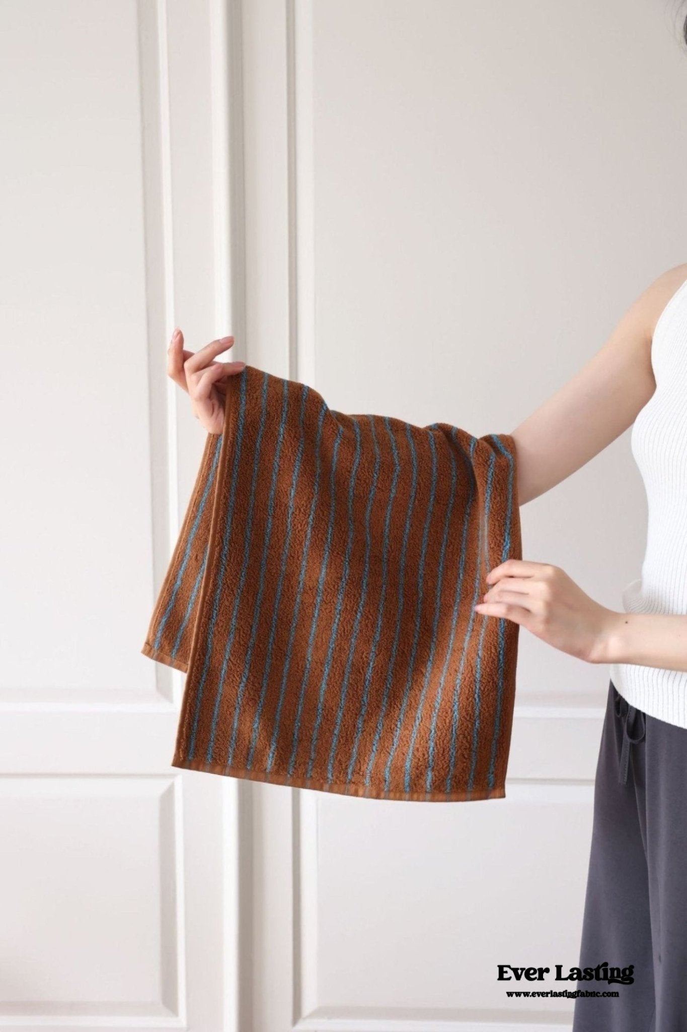 Striped Cotton Towel / Brown - Ever Lasting