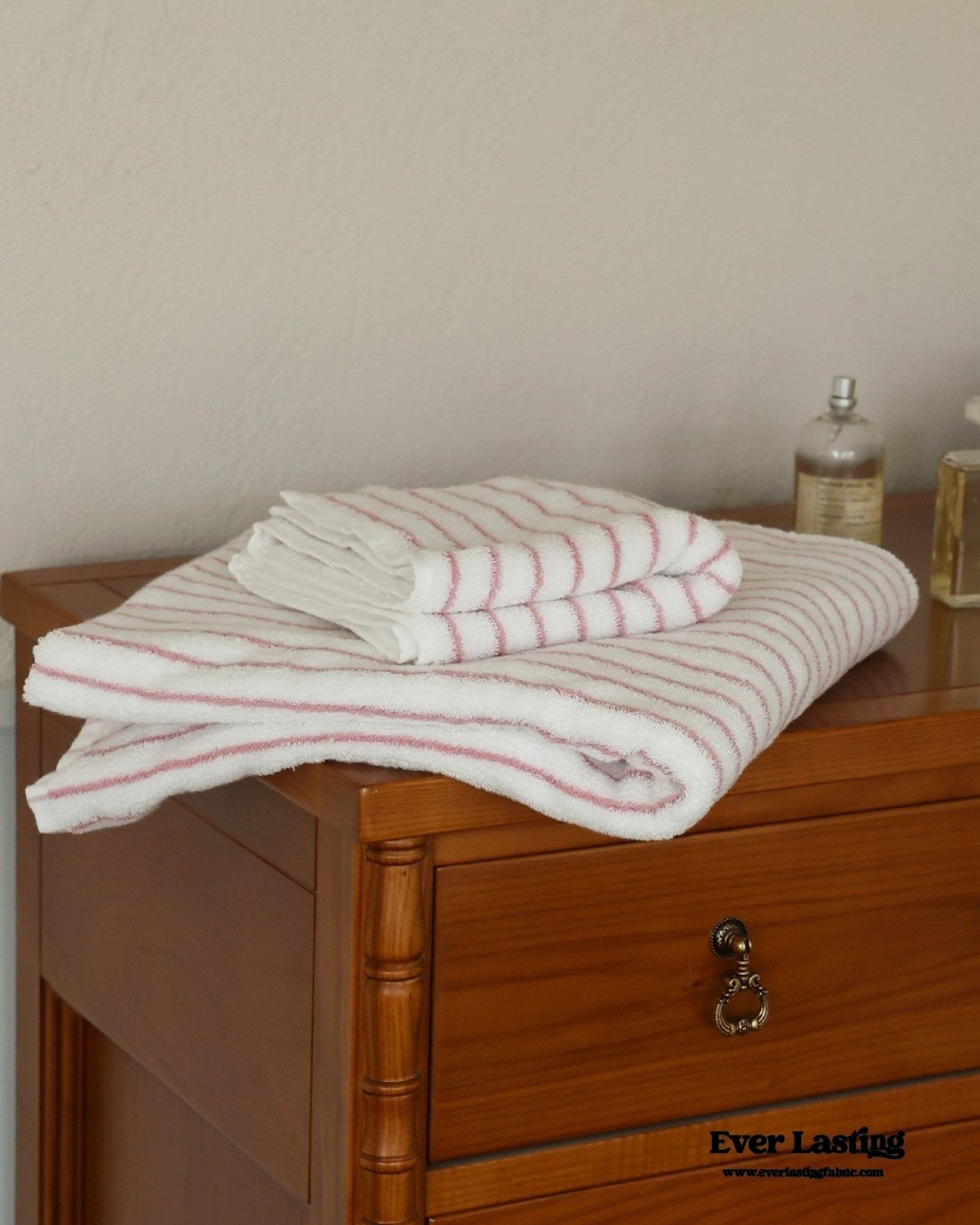 Striped Cotton Towel / Pink - Ever Lasting
