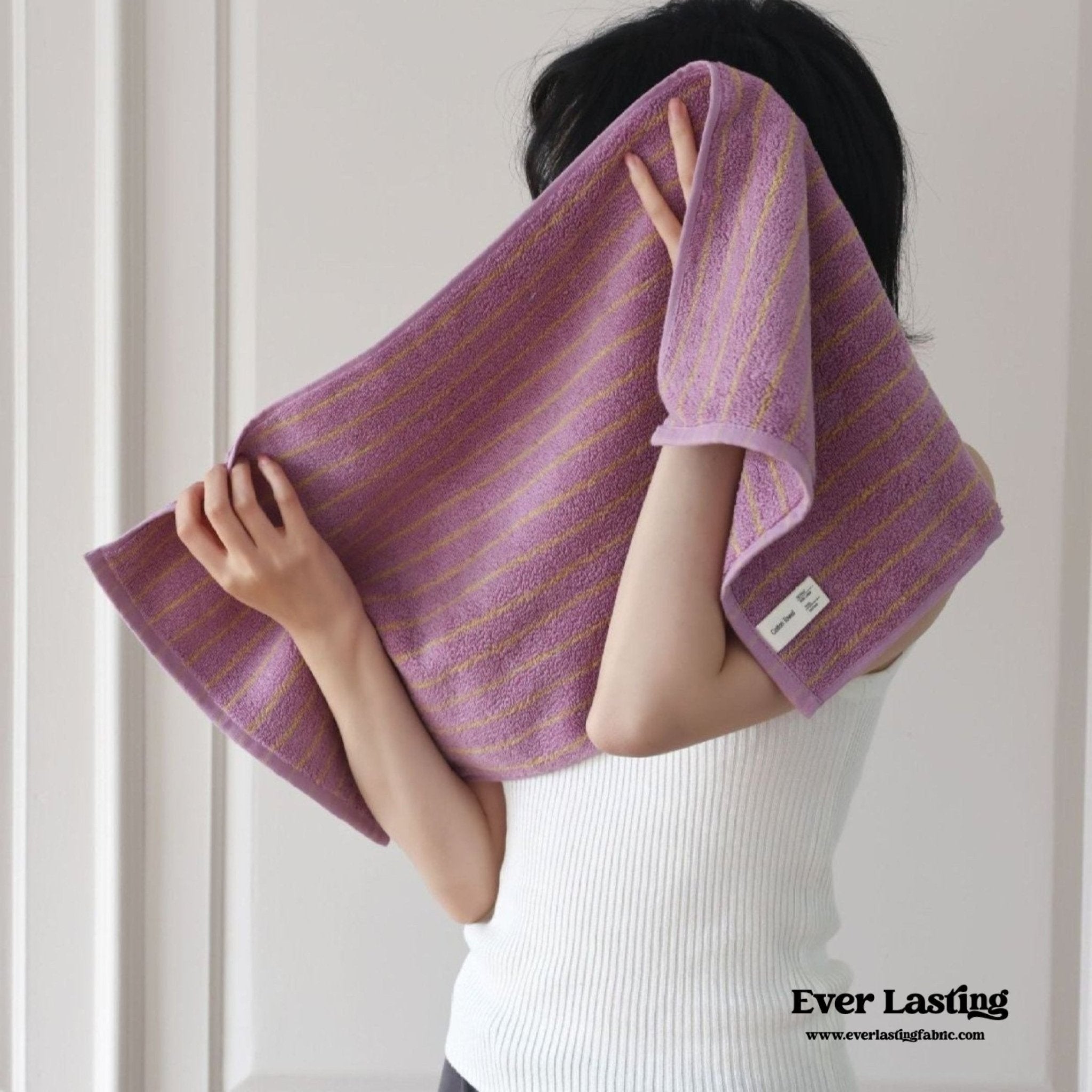 Striped Cotton Towel / Pink - Ever Lasting