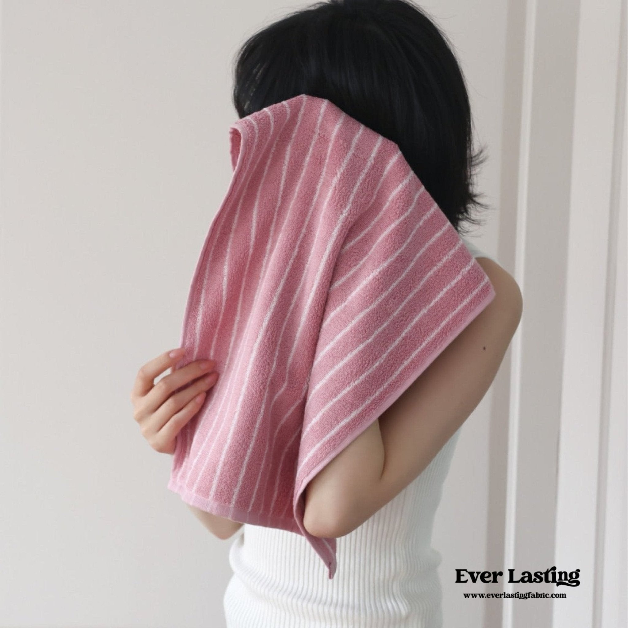 Striped Cotton Towel / Pink - Ever Lasting