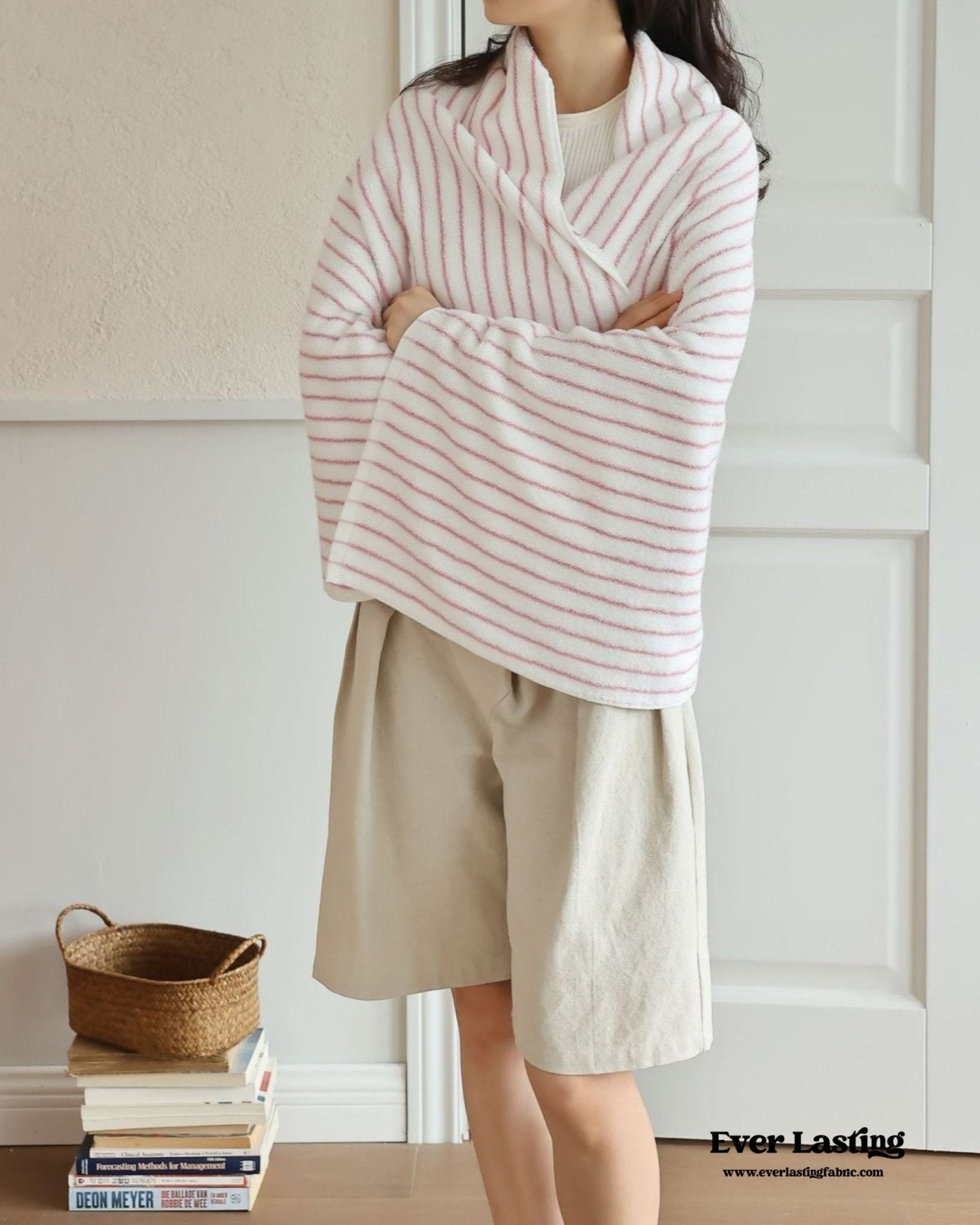 Striped Cotton Towel / White - Ever Lasting