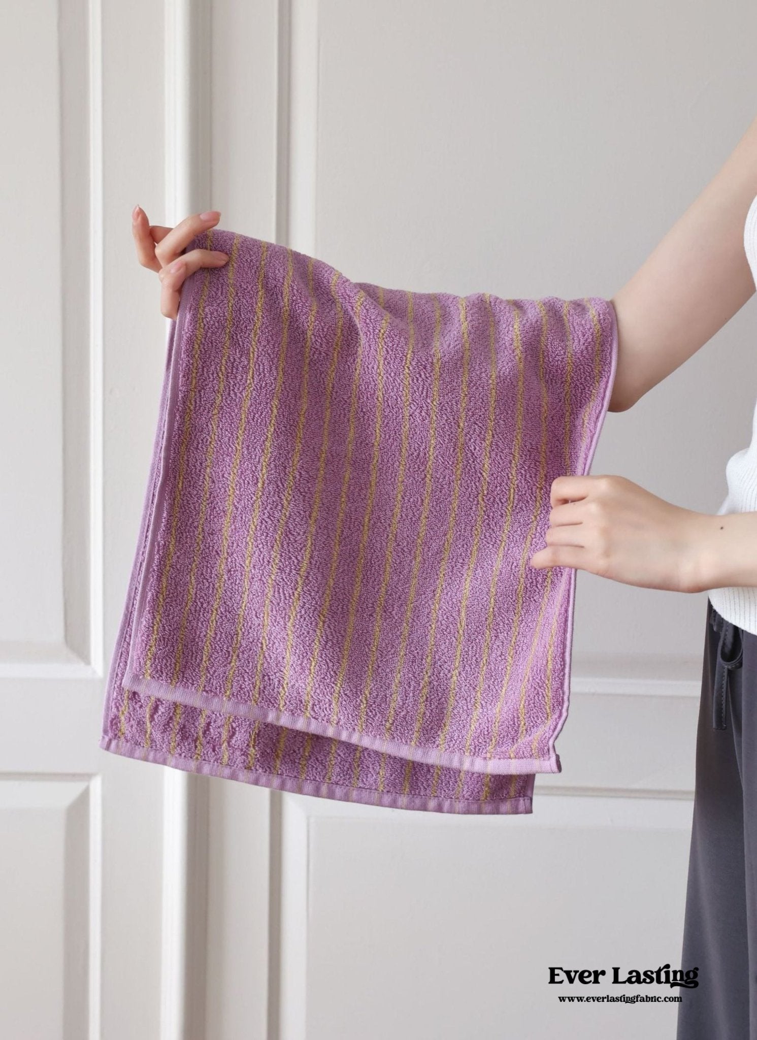 Striped Cotton Towel / White - Ever Lasting