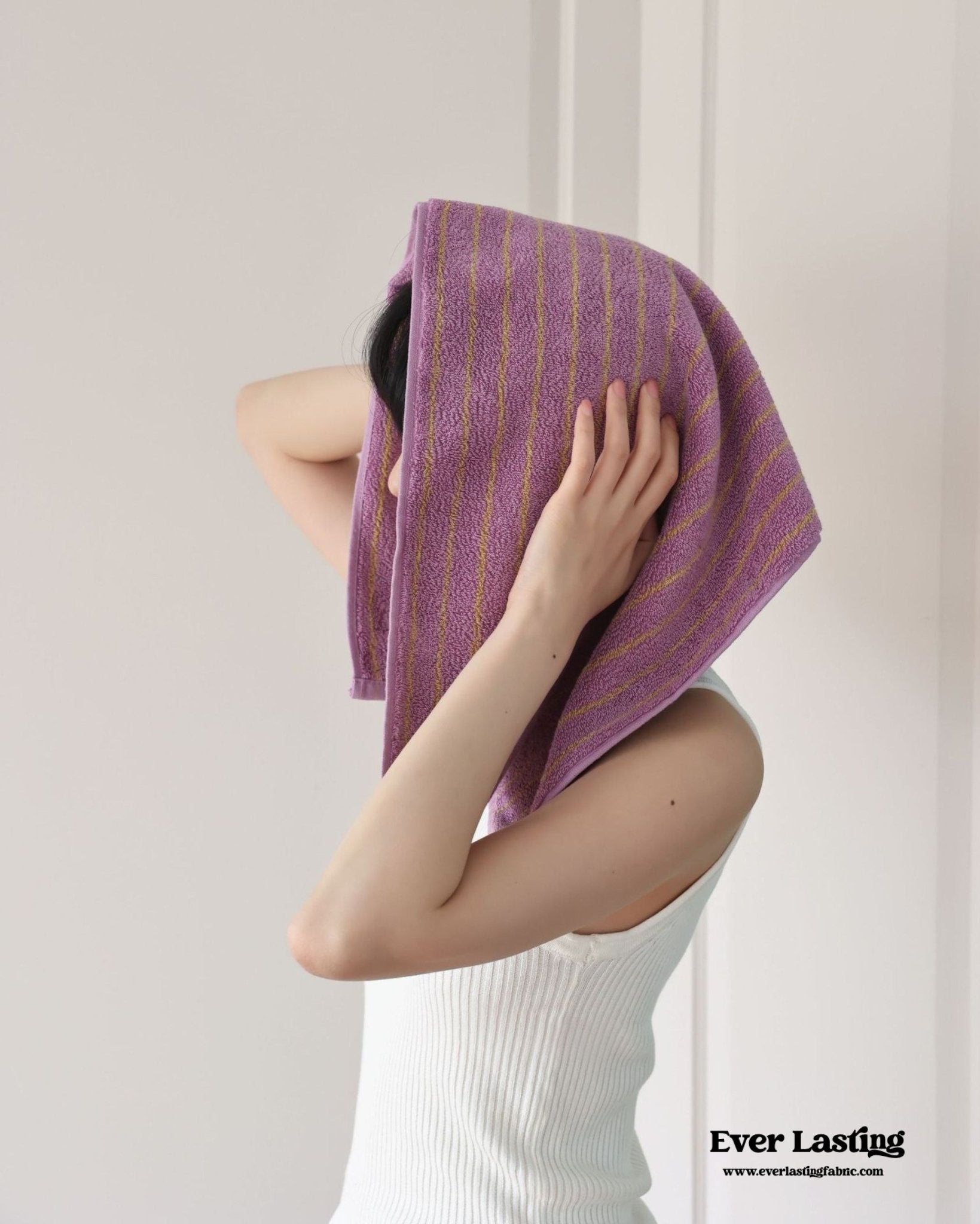 Striped Cotton Towel / White - Ever Lasting