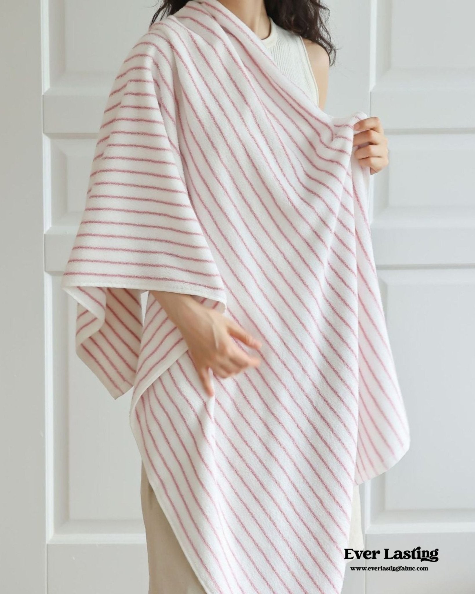 Striped Cotton Towel / White - Ever Lasting