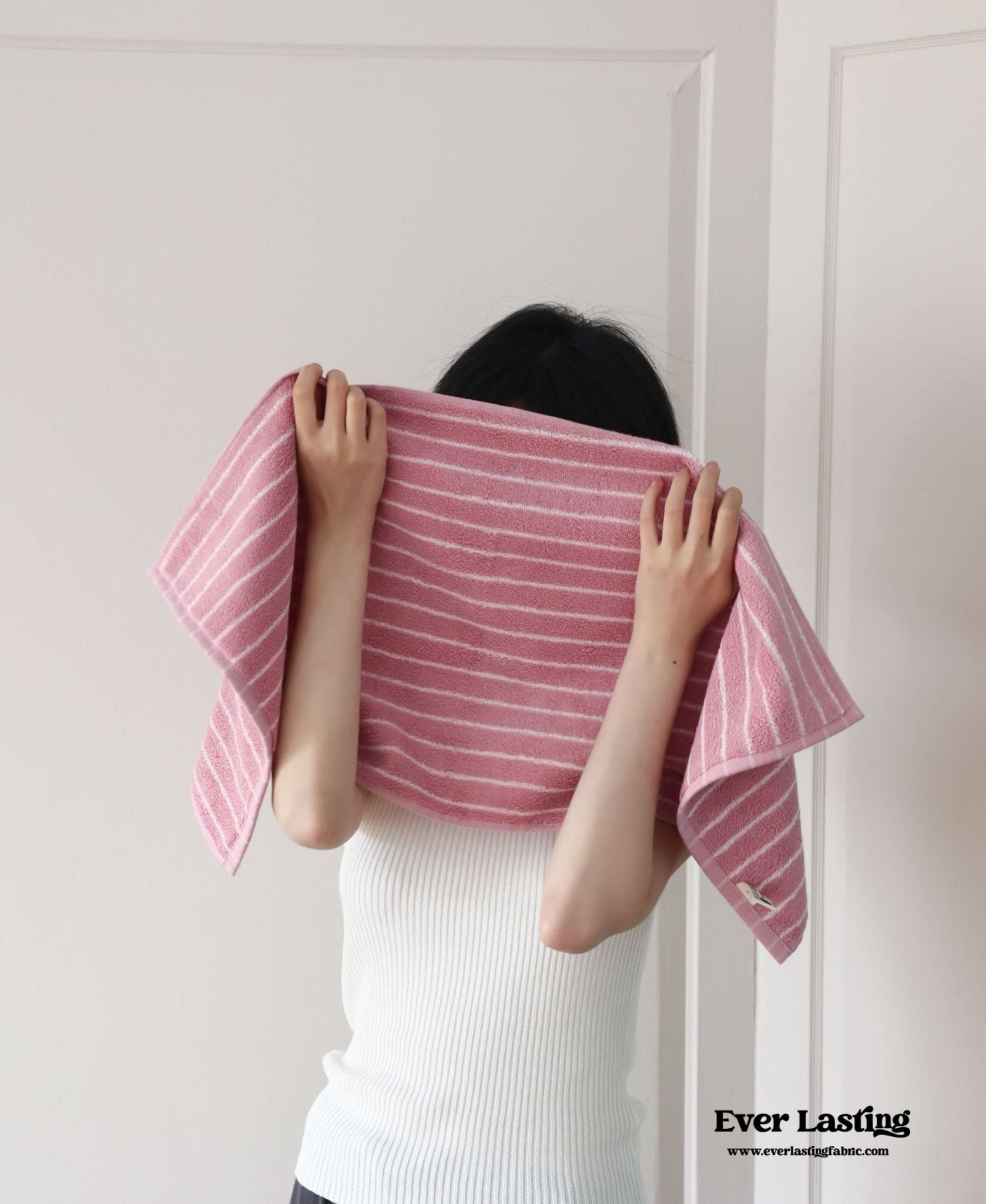 Striped Cotton Towel / White - Ever Lasting
