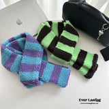 Striped Fleece Thin Scarf / Pink Scarves