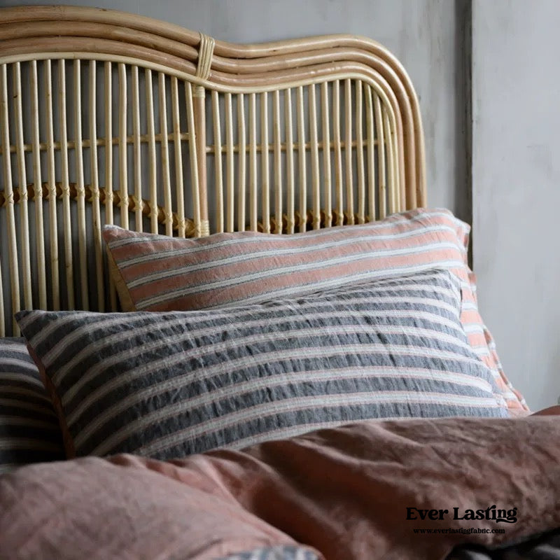 Striped Linen Bedding Set / Green