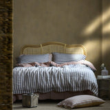 Striped Linen Bedding Set / Gray Red Medium Fitted