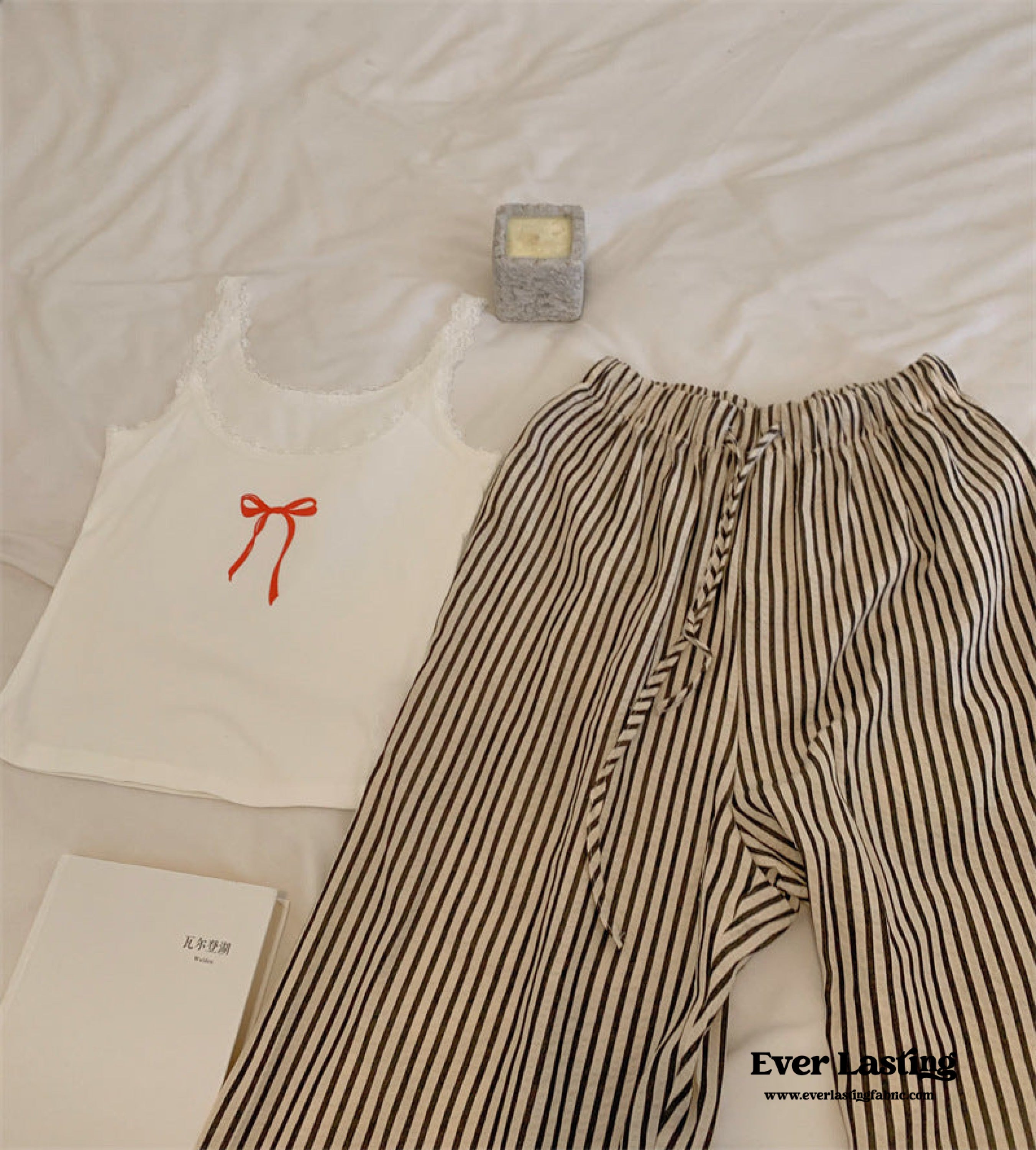 Striped Pajama Pants / White