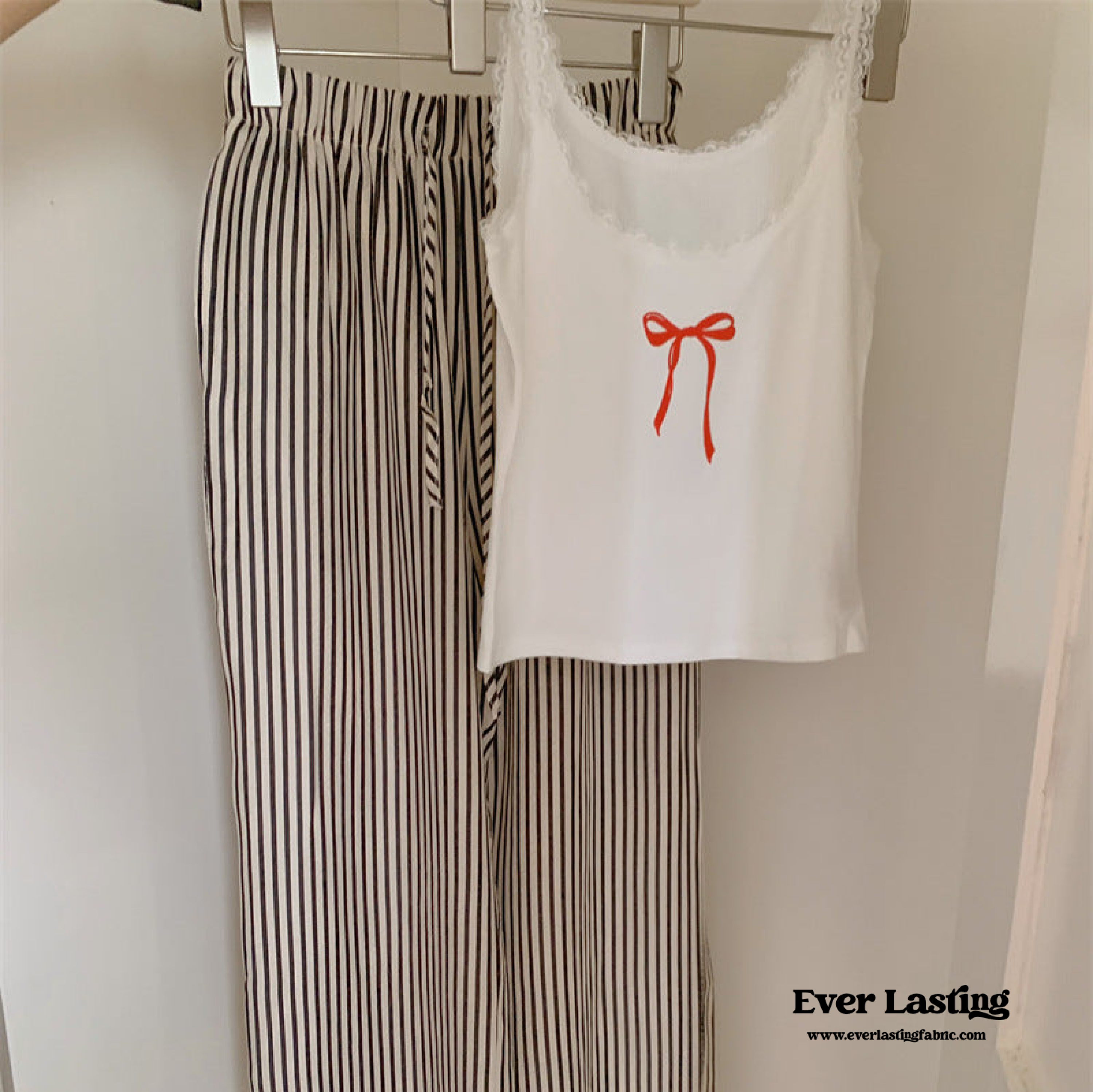 Striped Pajama Pants / White