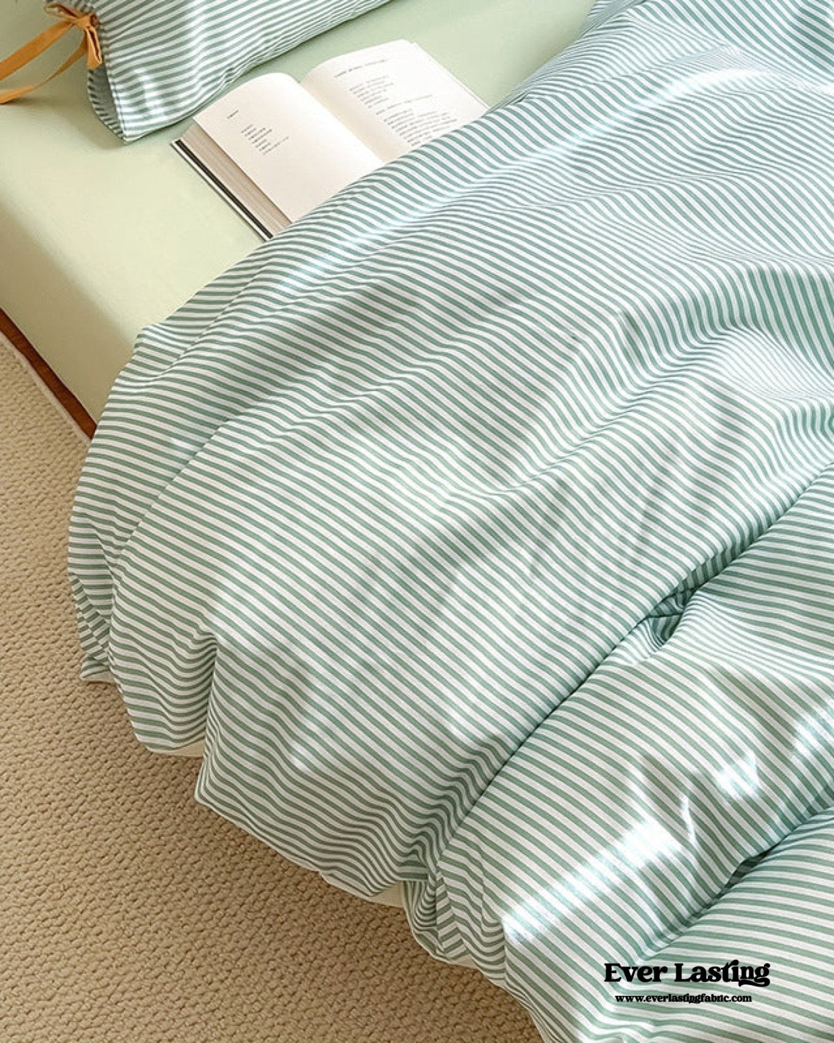 Sweet Bow Striped Bedding Set / Pink - Ever Lasting