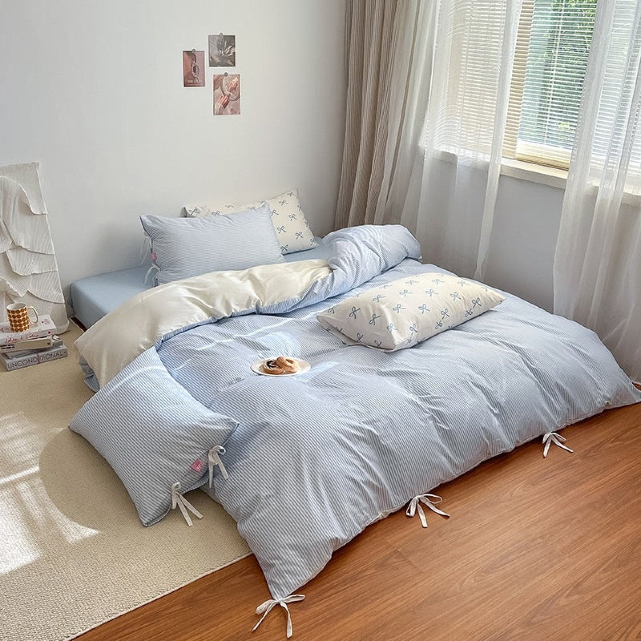 Sweet Bow Striped Bedding Set / Pink - Ever Lasting