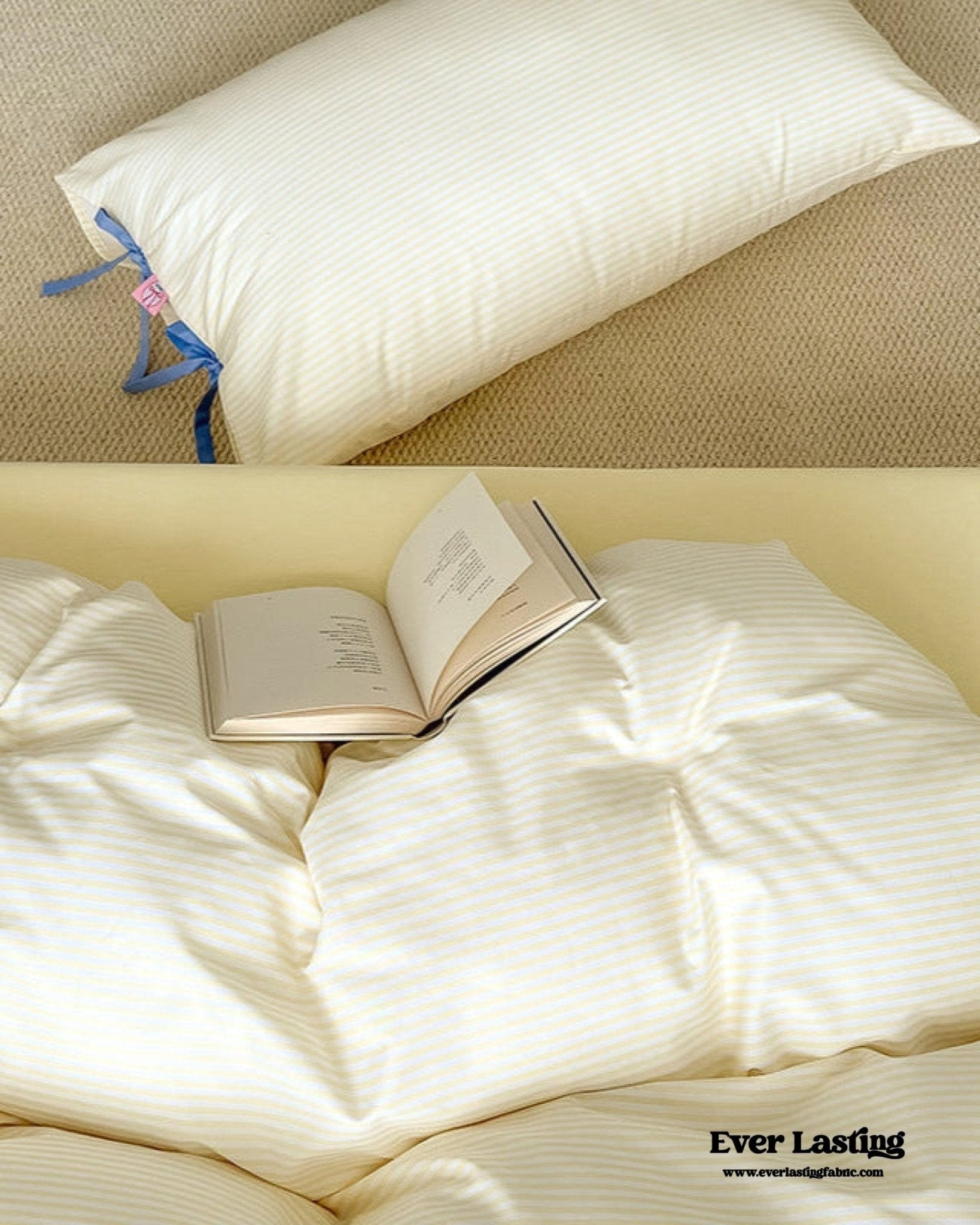 Sweet Bow Striped Bedding Set / Pink - Ever Lasting