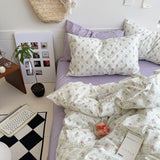Sweet Floral Bedding Set Purple / Small Fitted