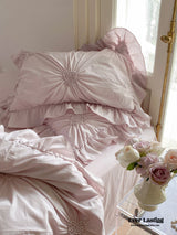 Sweet Heart Embroidered Ruffle Bedding Set / Blue