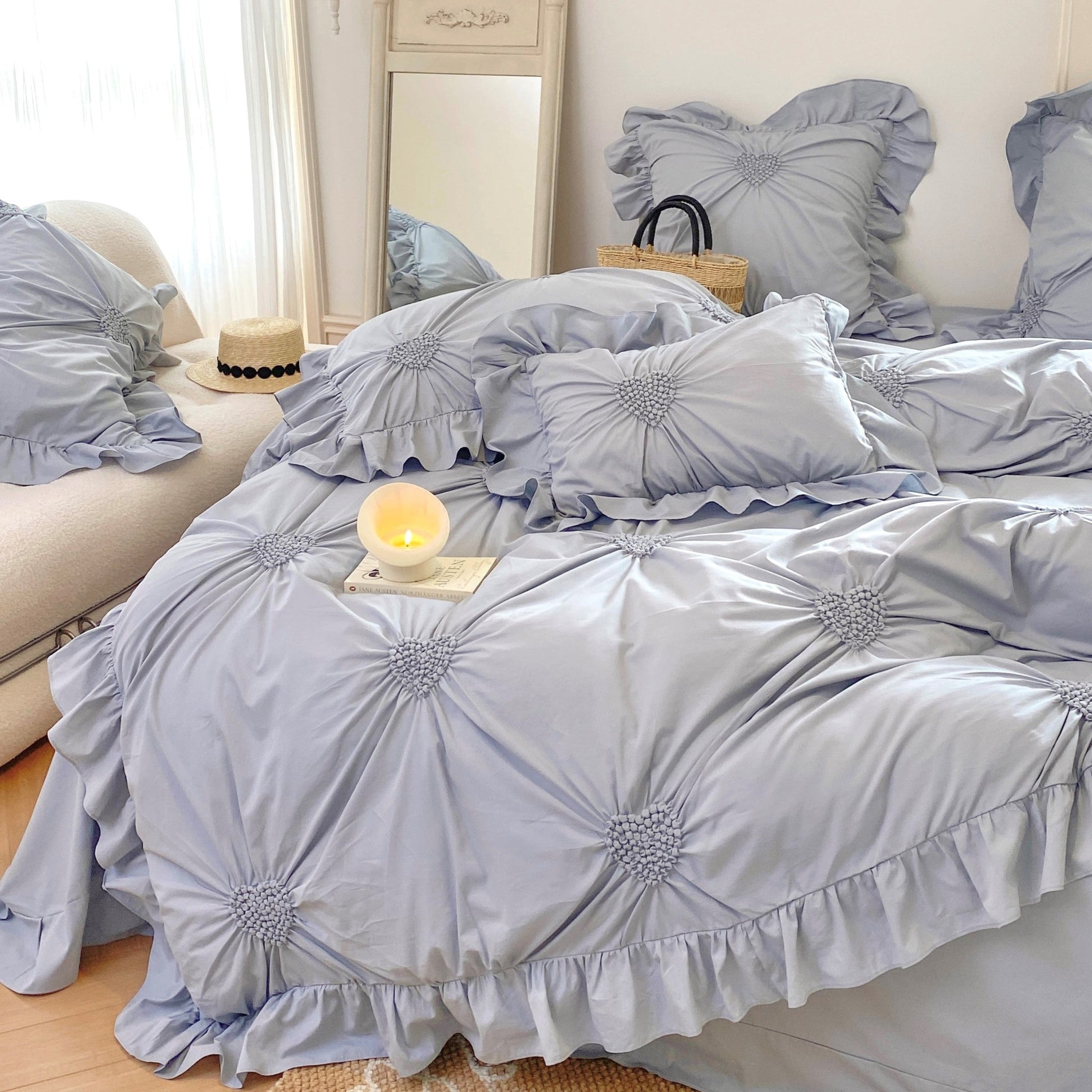 Blue Ruffle Bed Set