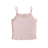 Sweet Heart Lace Cami Tank / White Pink Small Top