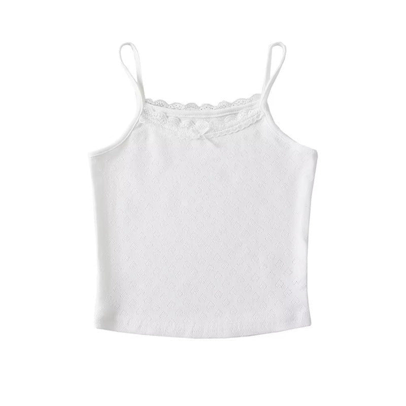 Sweet Heart Lace Cami Tank / White Small Top