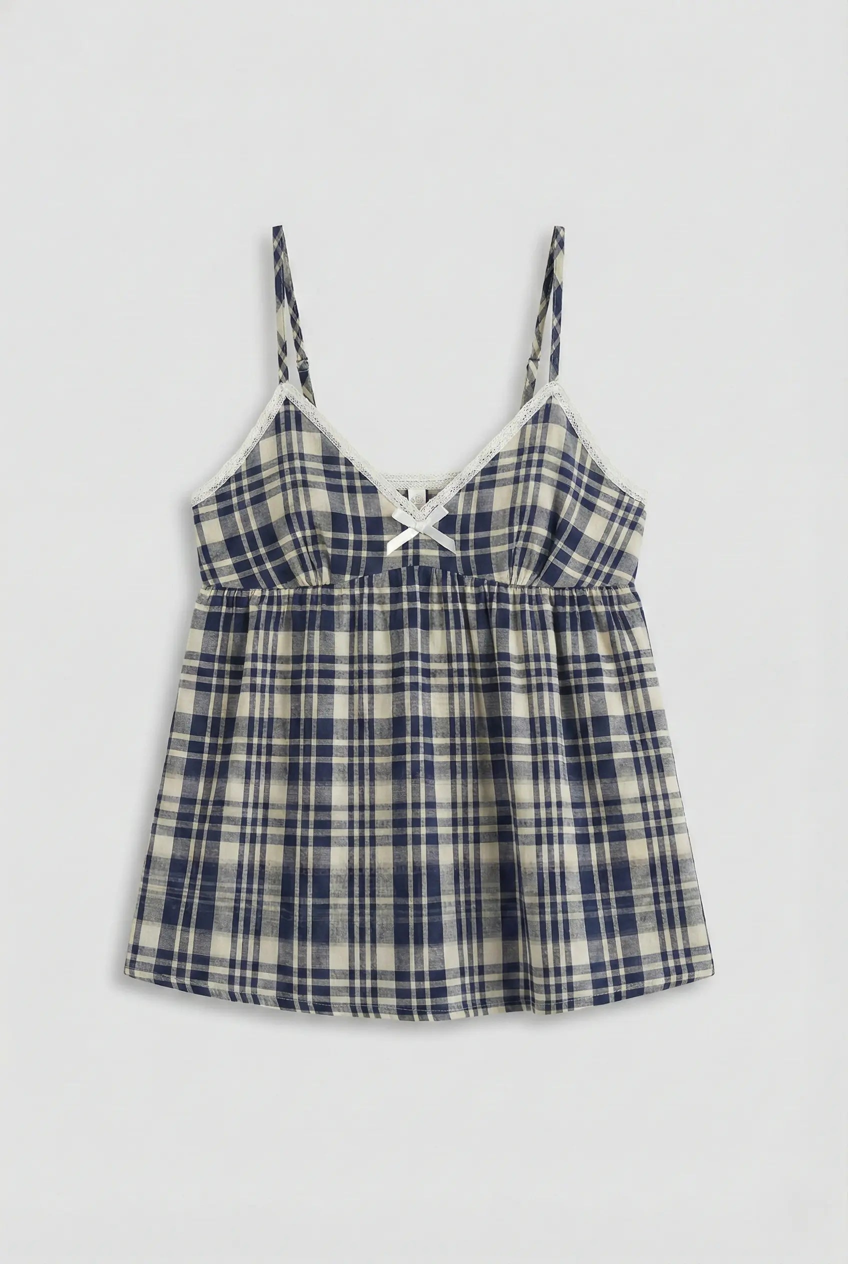  - Ever Lasting - Sweet Lace Red Plaid Ribbon Pajama Set / V Neck - Pajamas - Ever Lasting