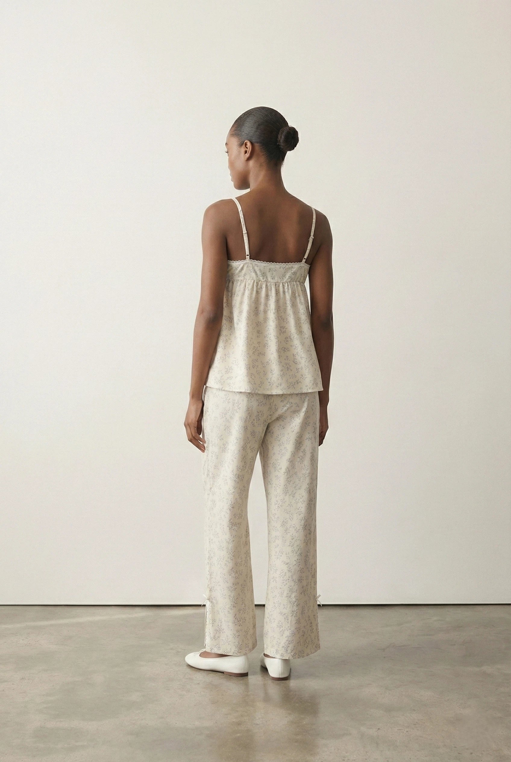  - Ever Lasting - Sweet Lace White & Pink Floral Ribbon Pajama Set / V Neck - Pajamas - Ever Lasting