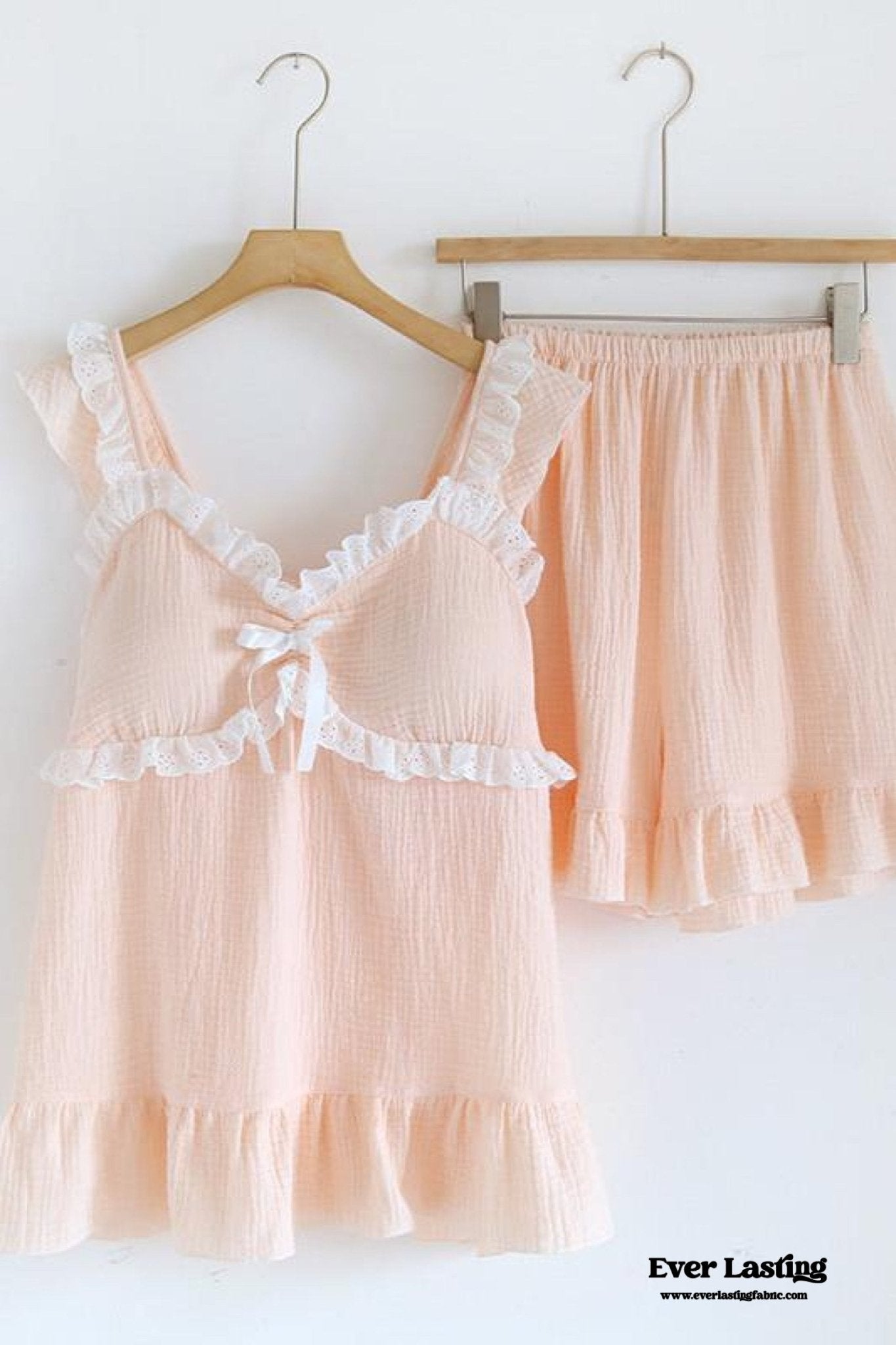Sweet Ruffle Shorts Pajama Set / Blue - Ever Lasting