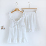 Sweet Ruffle Shorts Pajama Set / Blue