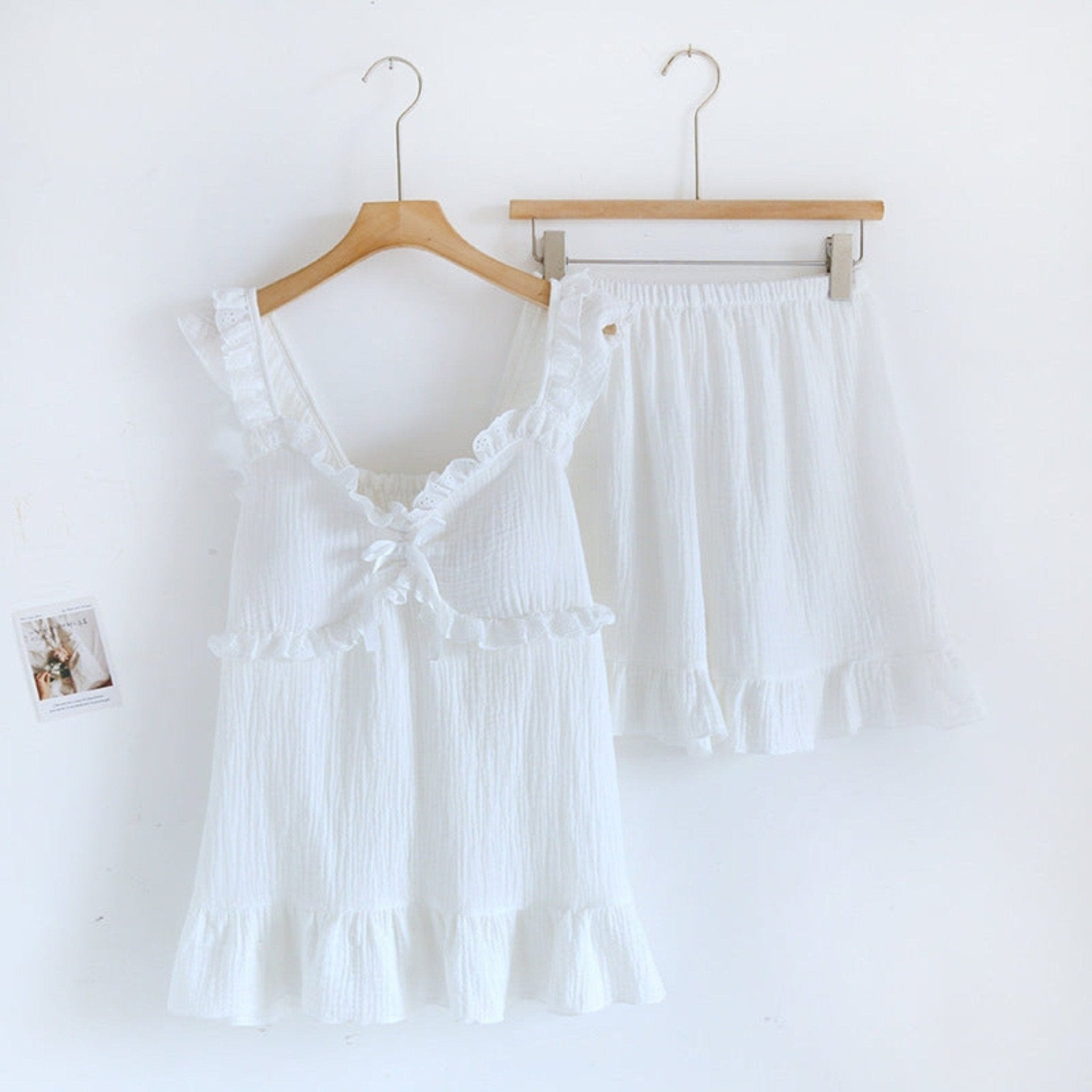 Sweet Ruffle Shorts Pajama Set / Pink - Ever Lasting