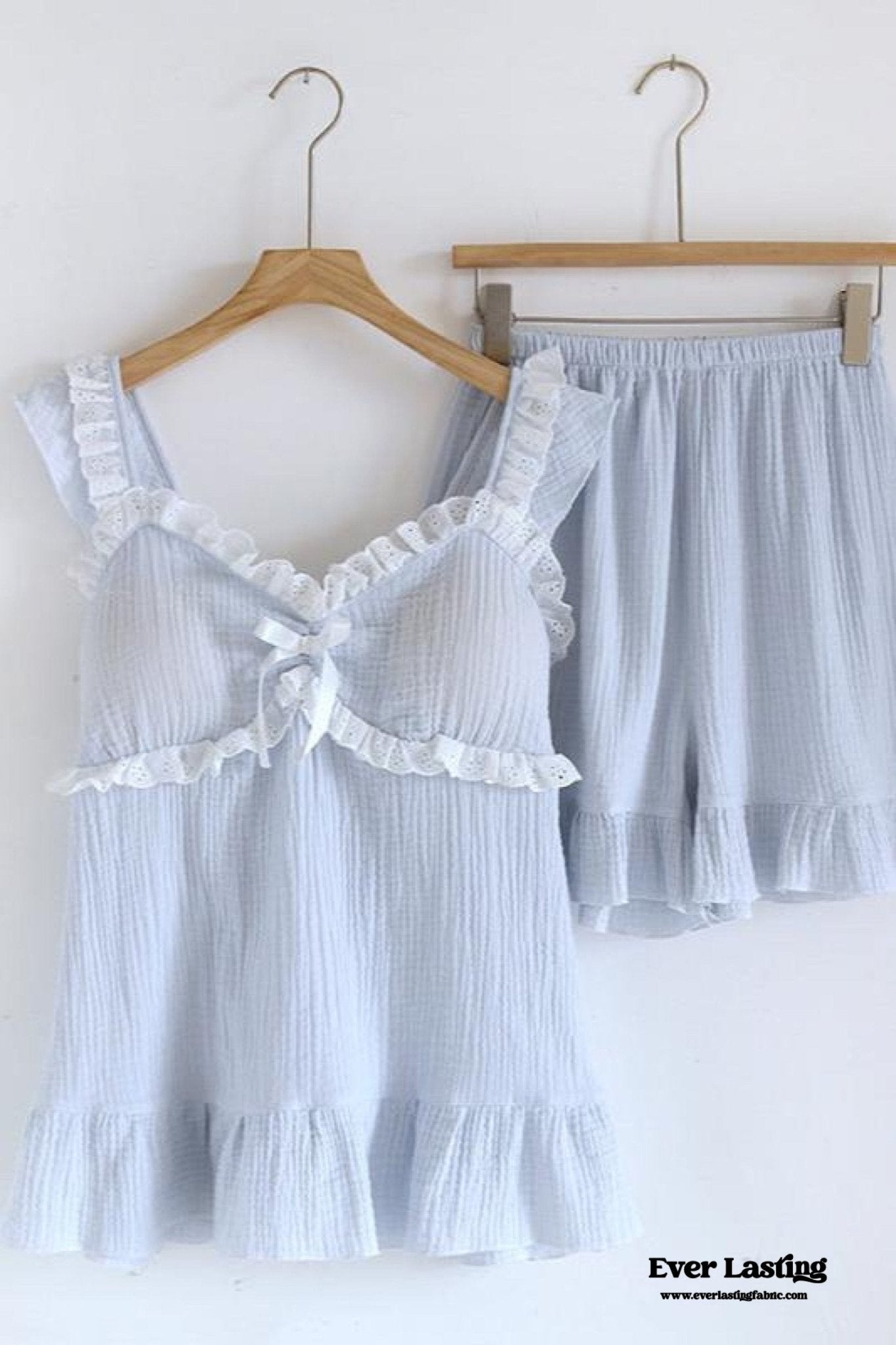 Sweet Ruffle Shorts Pajama Set / White - Ever Lasting