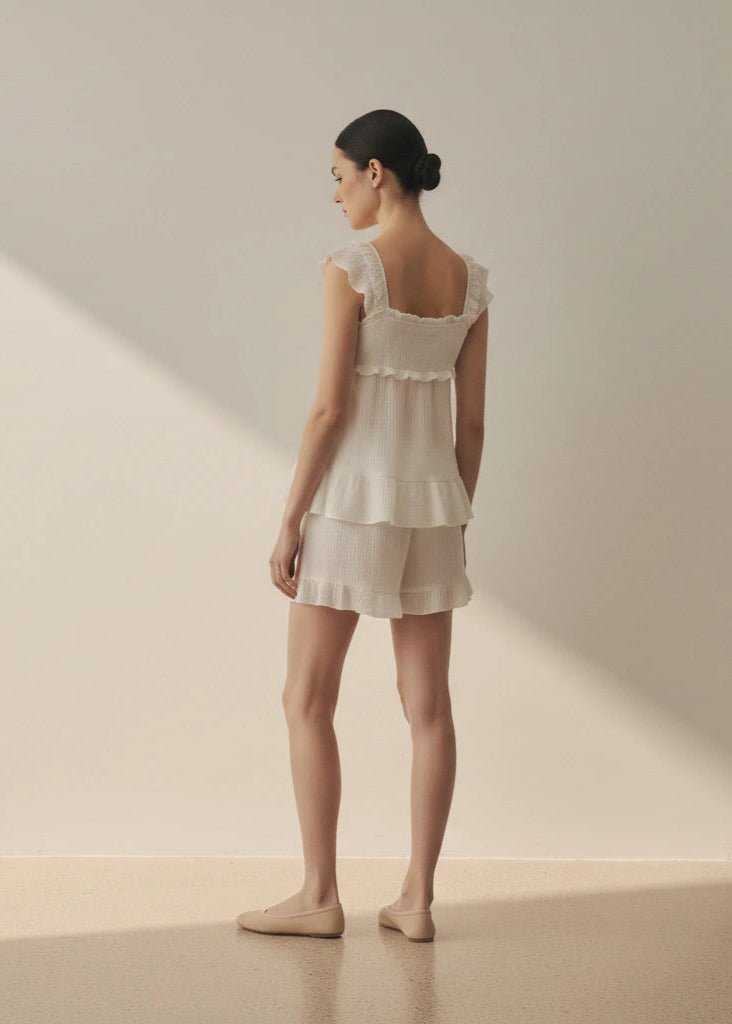  - Ever Lasting - Sweet Ruffle Shorts Pajama Set / White - Pajamas - Ever Lasting