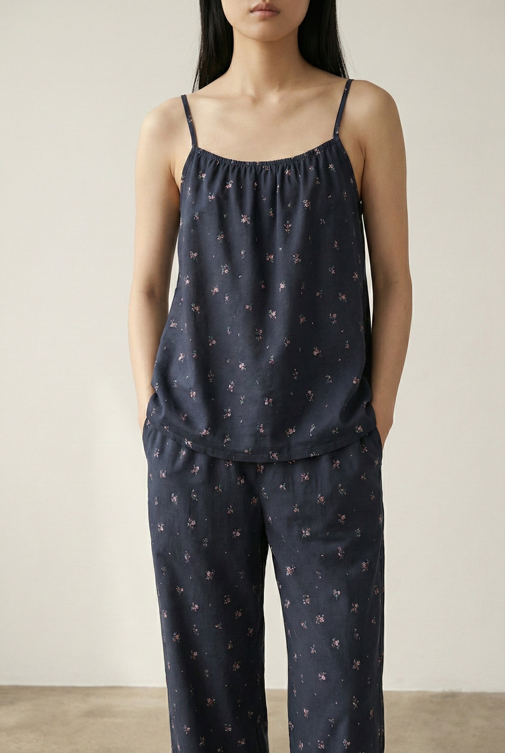  - Ever Lasting - Sylvie Cotton Camisole Floral Pajama Set / Pink - Pajamas - Ever Lasting