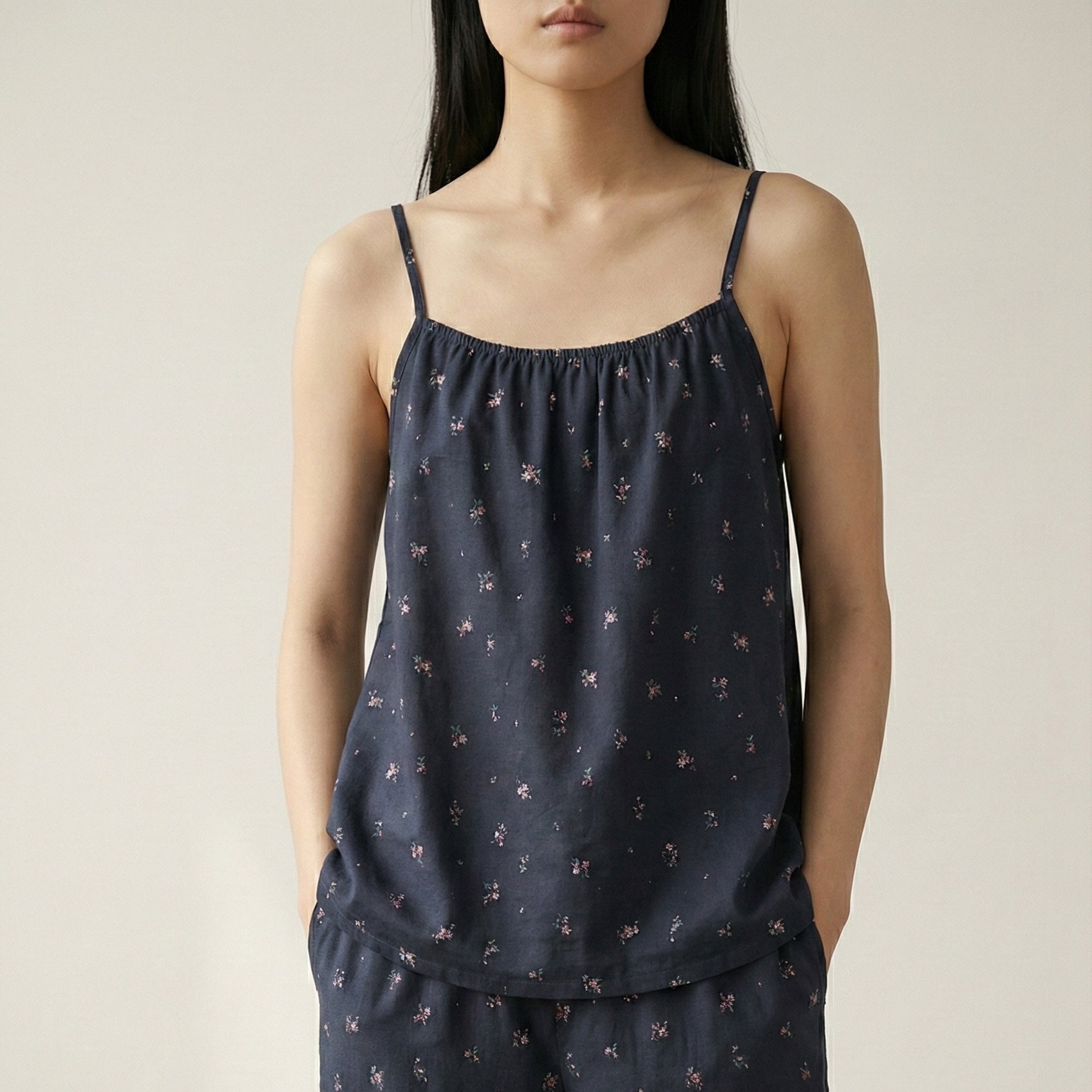  - Ever Lasting - Sylvie Cotton Camisole Floral Pajama Set / Pink - Pajamas - Ever Lasting