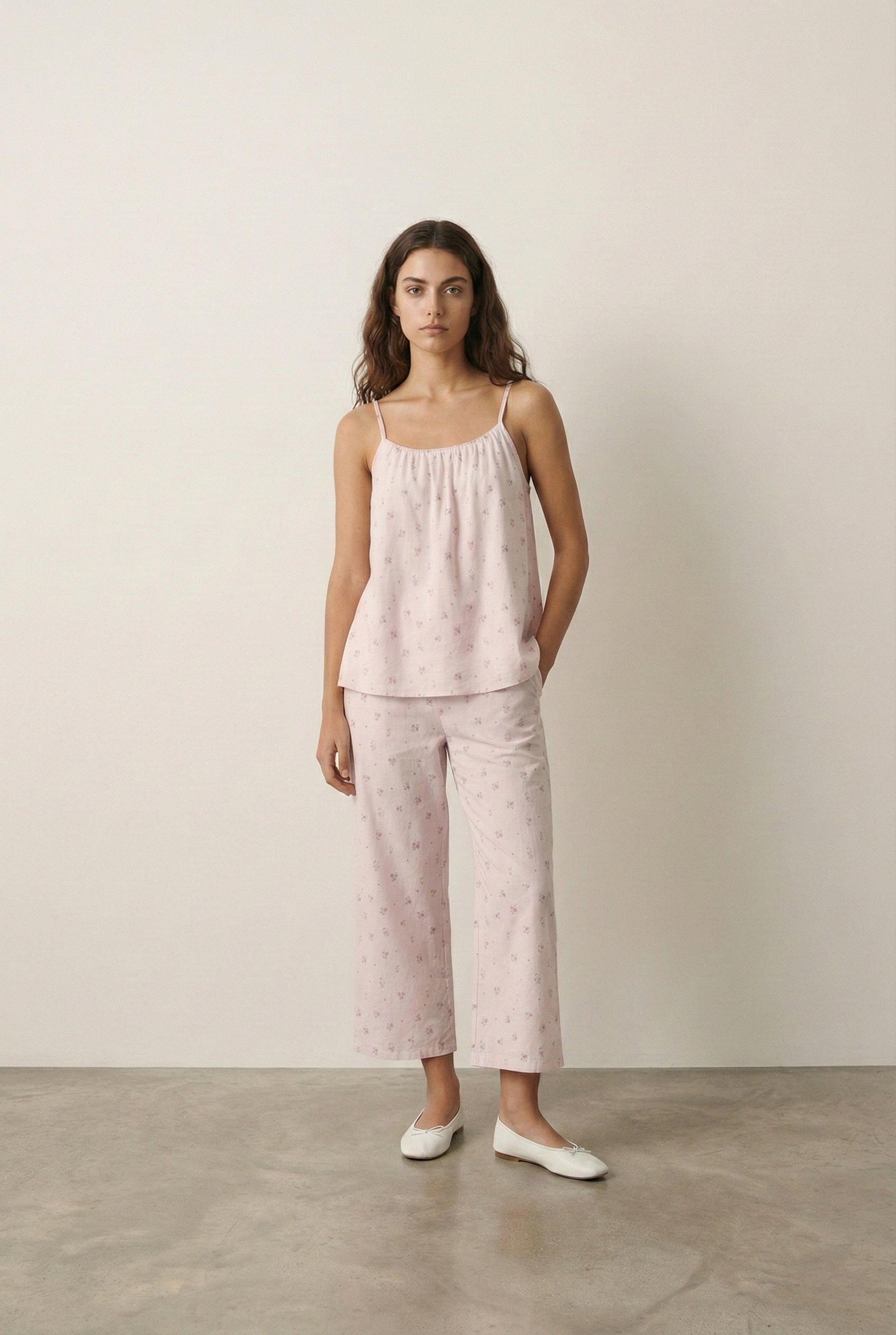  - Ever Lasting - Sylvie Cotton Camisole Floral Pajama Set / Pink - Pajamas - Ever Lasting