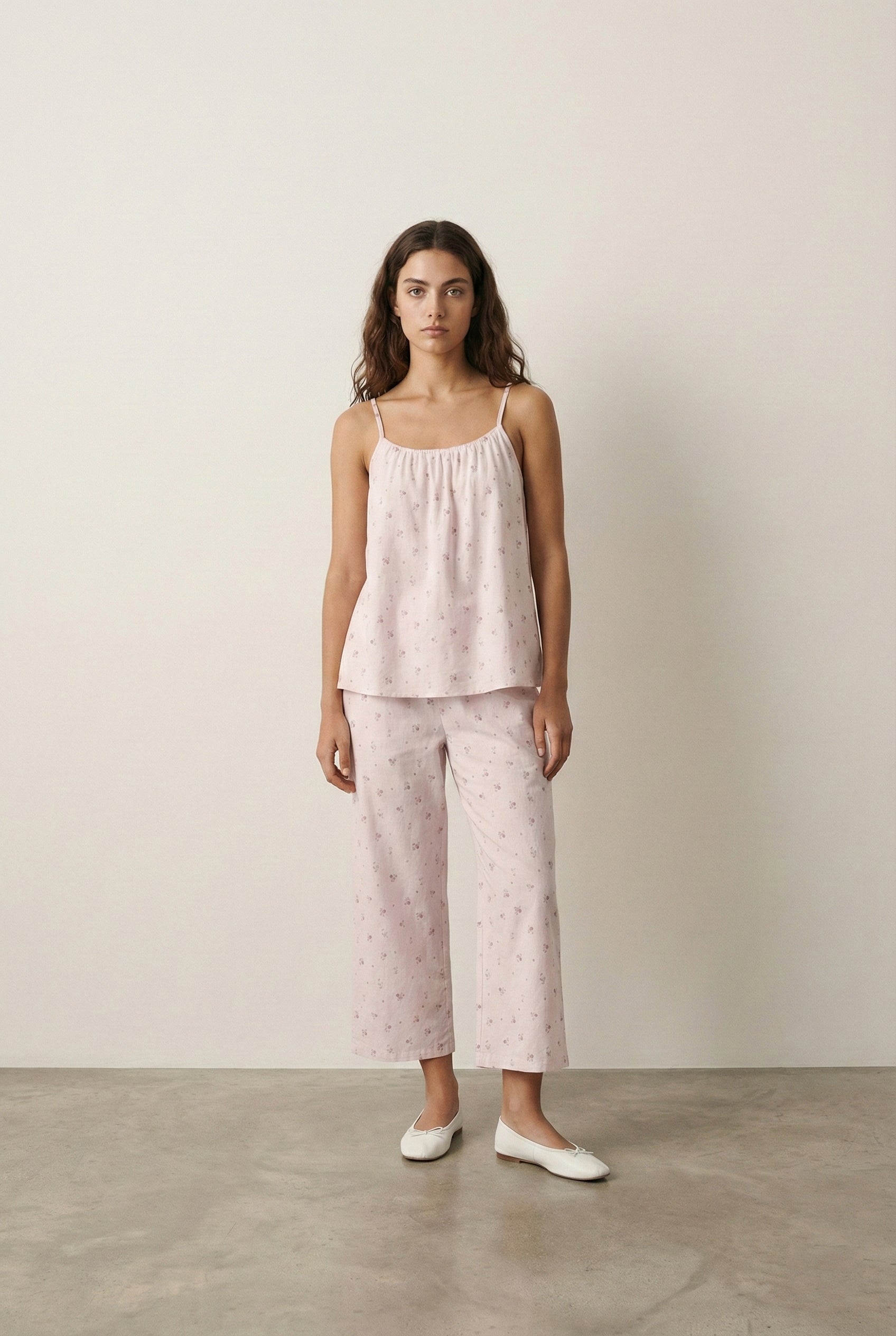  - Ever Lasting - Sylvie Cotton Camisole Floral Pajama Set / Pink - Pajamas - Ever Lasting