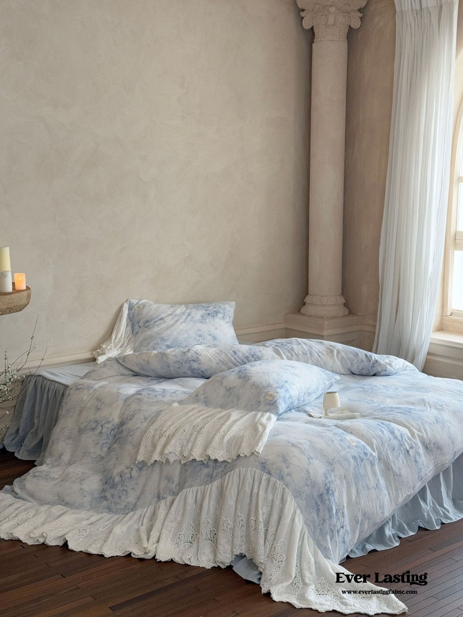 Sylvie Lace Gauze Bedding Set / Blue Sky - Ever Lasting