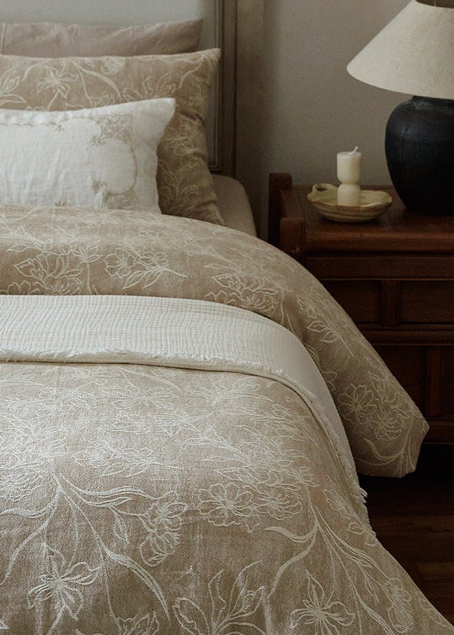  - Ever Lasting - Talia Jacquard Bedding Set / Beige - Bedding Set - Ever Lasting