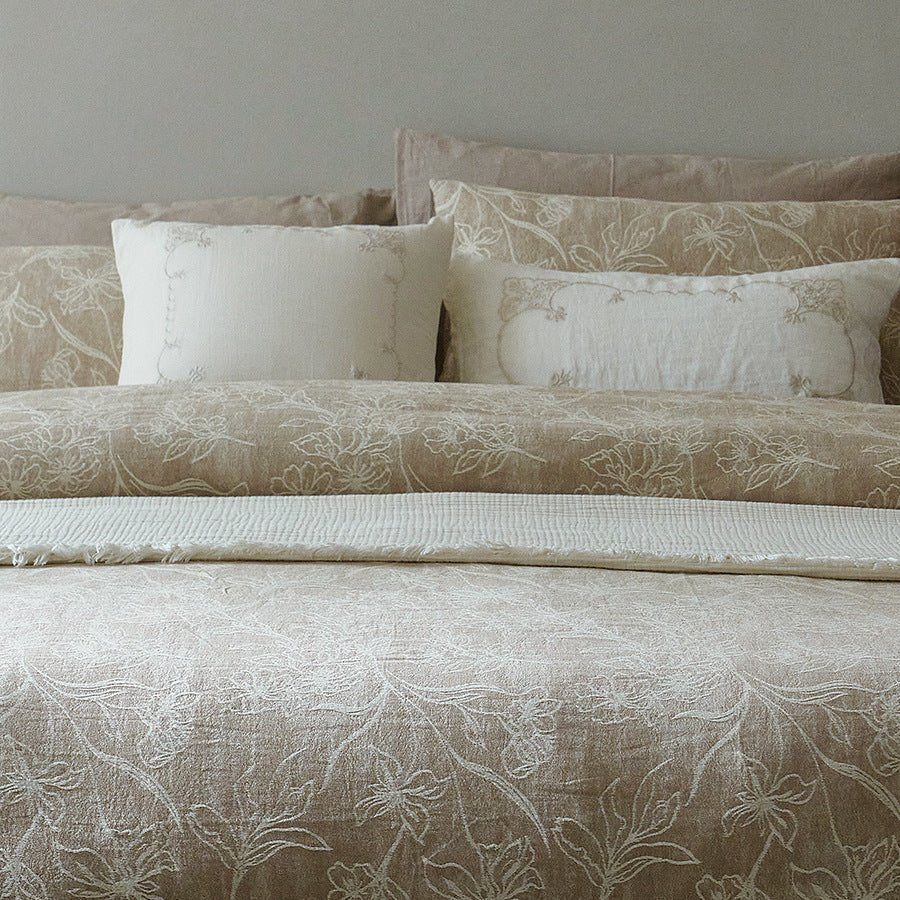  - Ever Lasting - Talia Jacquard Bedding Set / Beige - Bedding Set - Ever Lasting