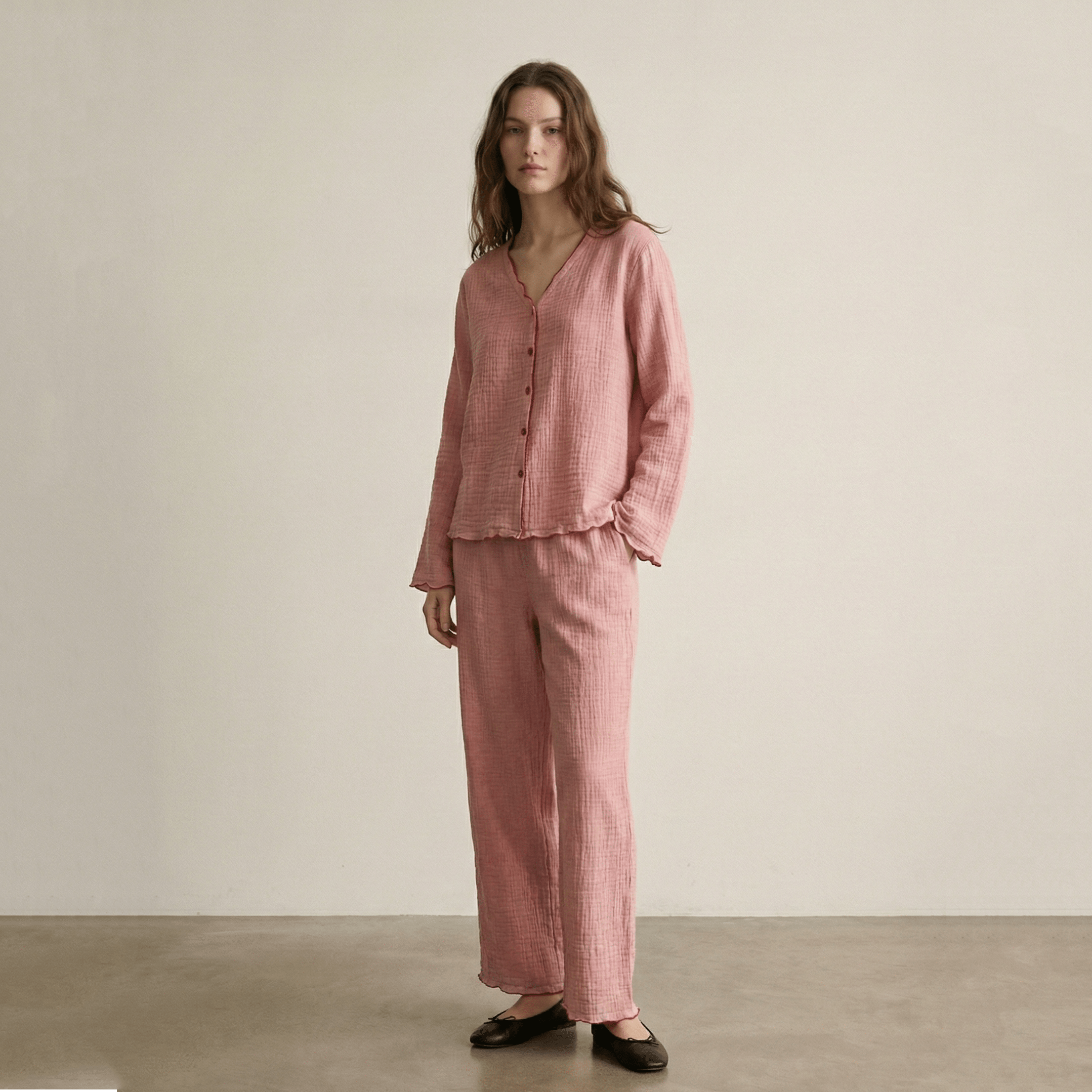  - Ever Lasting - Tamsin Long Sleeved Pajama Set / Pink - Pajamas - Ever Lasting