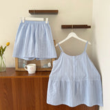 Tank Shorts Pajama Set / White Blue Small/Medium Pajamas
