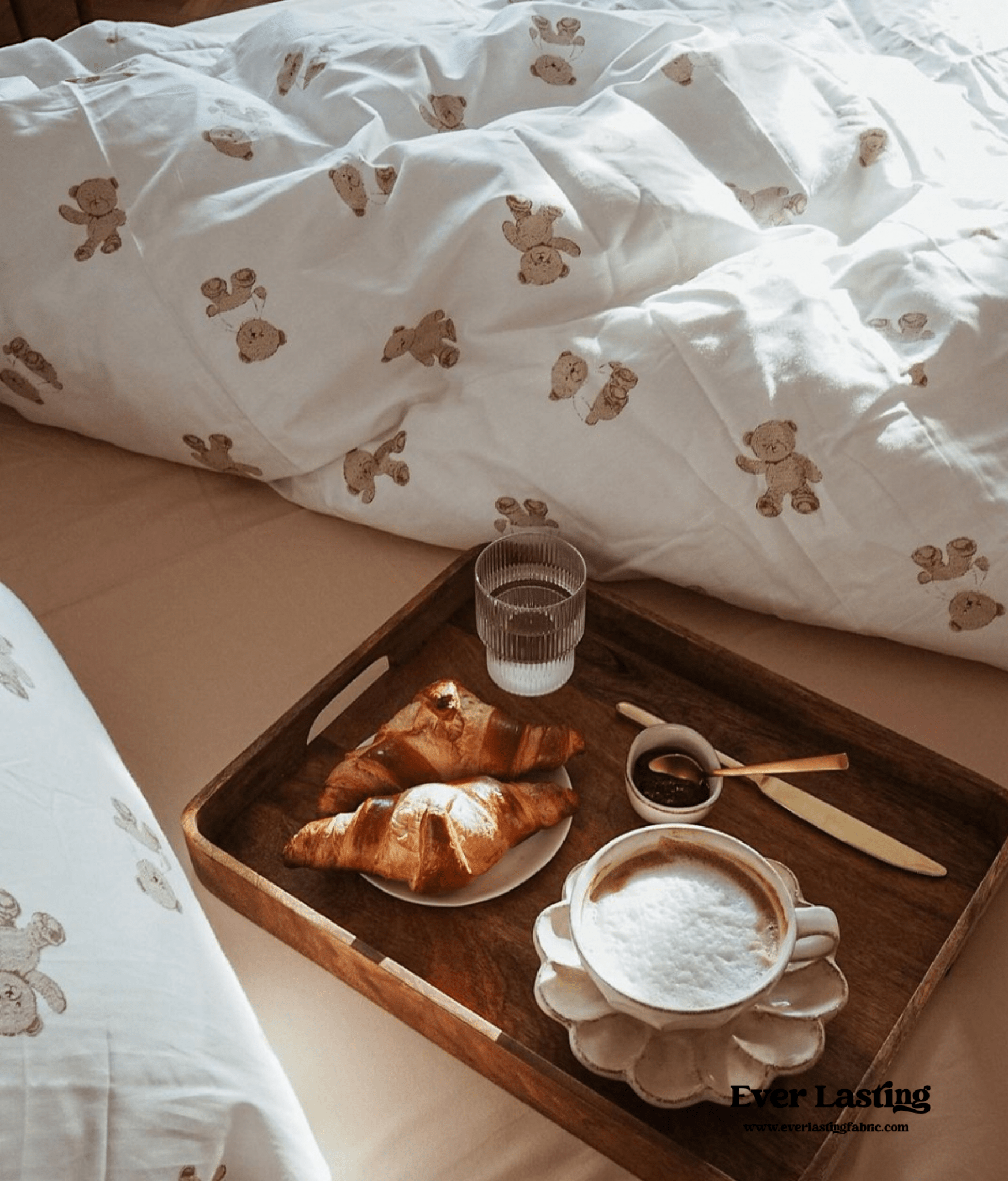 Teddy Duvet Cover / White + Beige - Ever Lasting