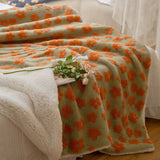 Teddy Fleece Blanket / Green Orange Small Blankets