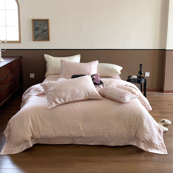 Tencel Sweet Hearts Textured Bedding Set / Pink Medium Flat