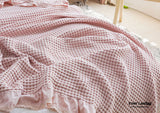 Textured Ruffle Cotton Blanket / Beige Blankets